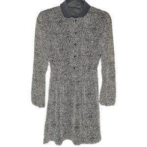 Zara Elegant Black and White Leopard Print Dress